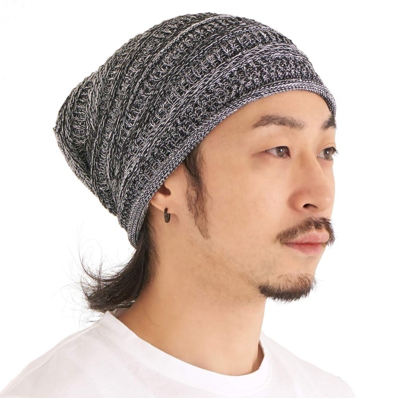 CHARM Extra Slouchy Summer Beanie for Men - Women Baggy Hipster Knit Cotton Slouch Hat Black - Image 1